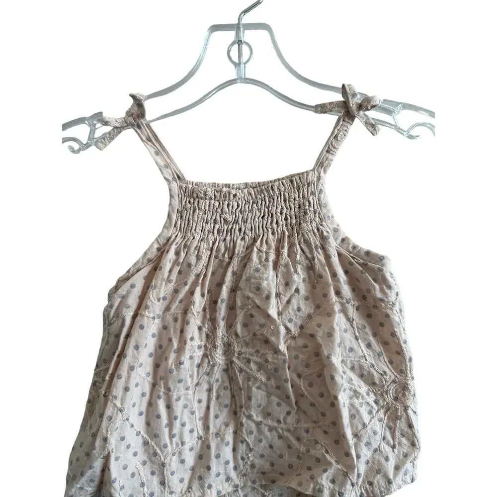 Piccino Piccina Girls 12M Pink and Gray Polka Dot Sleeveless Cotton One Piece